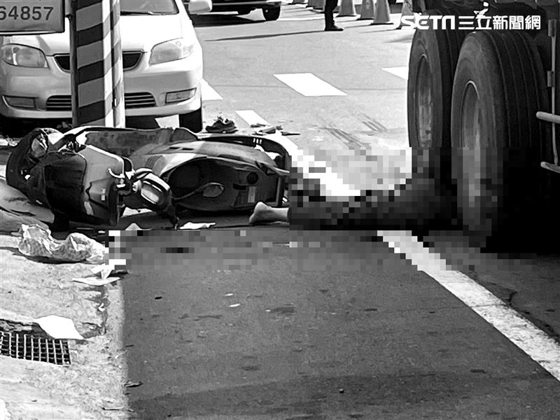 苗栗恐怖死亡車禍　翁遭連結車輾碎卡車輪