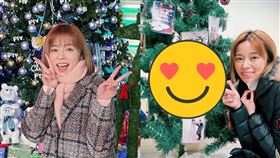 ▲王瞳發文中透露自己收到小驚喜，教會小朋友讓她與艾成在另類聖誕樹上甜蜜同框。（圖／翻攝自王瞳IG）