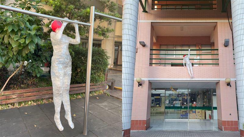 台中女中見「塑膠人」爬牆！學生經過嚇傻