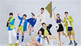 （左起）江尚儒、徐瑋澤、李杏、温昇豪、陳芃羽、金雲，（前排）李婉綺、王品澔（圖／伊林娛樂提供）