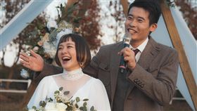 ▲林彥君與相戀半年的越野車國手江勝山甜蜜完婚，曬出的婚禮照片一舉一動滿是幸福甜蜜。（圖／翻攝自林彥君臉書）