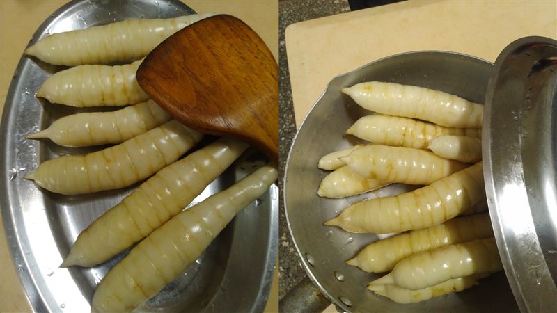 挖「粗白條狀物」給兒吃！網驚：好大的蟲