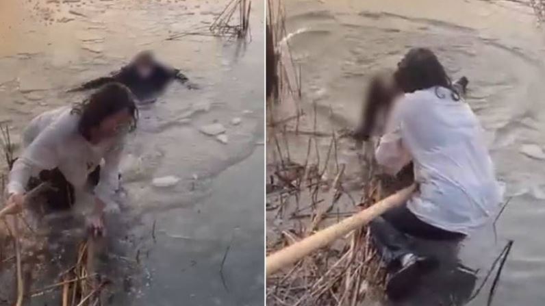 妹子寒冬跳冰湖救老翁！網憂：恐不孕了