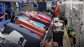 ▲長榮航勤董事長陳有玉、總經理林大淵和多位主管 衝第一線搬行李 畫面 轉盤 盤櫃 停機坪 （圖／記者張昱傑攝影） 