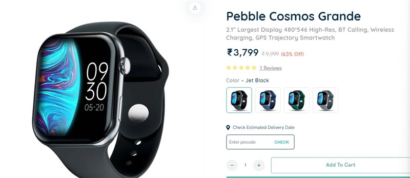 另一款也與Apple Watch相似，其價格為新台幣1406元。（圖／翻攝自《Pebble》）