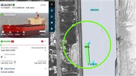 新／蘇伊士運河又塞住了！準備航向中國　「載6.5萬噸穀物」貨輪慘擱淺　圖片來源：Fleetmon（圖／翻攝自推特）