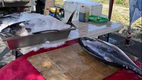 時尚造型師林國基，婚宴，鄉下「流水席」豪華菜色， 3隻黑鮪魚現切，龍蝦，螃蟹，一人一隻(圖／翻攝自林國基臉書)