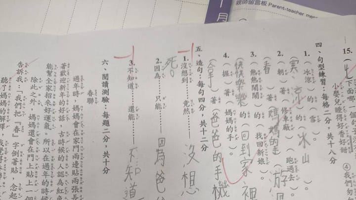 國小兒造句！老師打勾給對　爸一看氣炸了