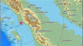 印尼北蘇門答臘規模6地震，圖翻攝自EMSC