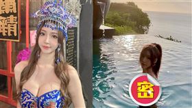 寧寧直接放大絕，直接在無邊際泳池裸泳解放。（圖／翻攝自趙采瑄臉書） 