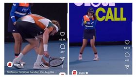 
▲網球男神西西帕斯（Stefanos Tsitsipas）在去年澳網主動幫害怕蟲的女球僮處理場上的蟲。（圖／翻攝自ESPN Instagram）
