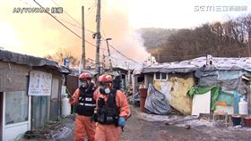 南韓首爾貧民窟九龍村大火。（圖／AP／YONHAP授權）