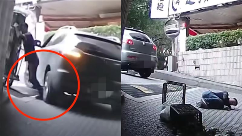 休旅車飆出停車場！送貨員小腿遭反折輾過