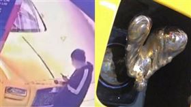 中國一名男子不斷拉扯別人勞斯萊斯車頭的女神車標。（圖/翻攝自汽車之家）