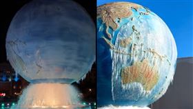 海洋迪士尼的「水之行星」凍成冰球。（圖／翻攝自Twitter）