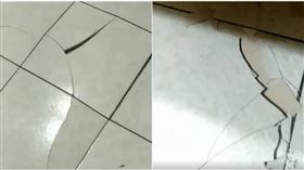 寒流發威氣溫急凍，原PO家的地板磁磚冷到裂開。（圖／擷取自Facebook／爆廢公社）