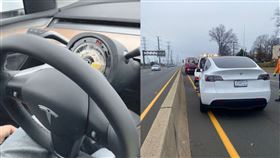 特斯拉剛買1周　開高速公路方向盤突掉落（圖／翻攝自推特@preneh24）