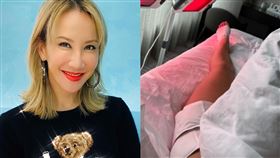 ▲李玟無預警曬出病床照，可以看見左腳纏著繃帶傷勢嚴重。（圖／翻攝自李玟IG）