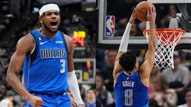 ▲獨行俠靠著新秀格林（Josh Green）、哈迪（Jaden Hardy）狂飆58分拿下勝利。（圖／美聯社／達志影像）