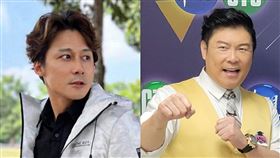 廖科溢不甩渣男風暴開工了，曾國城（圖右）鬆口「有傳訊拜年」。（圖／翻攝廖科溢臉書、記者游定剛拍攝）