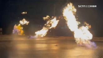 屏東萬丹泥火山噴發　泥漿2公尺燒到電線