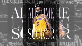 ▲「詹皇」詹姆斯（LeBron James）登上NBA歷史得分王寶座。（圖／翻攝自湖人推特）