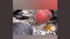 ▲土耳其大地震，瓦礫堆中一隻小貓咪受困1天後終於等到救援，奮力從瓦礫堆中爬出來，讓搜救人員相當振奮。（圖／翻攝自推特）
