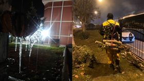 台灣隊－5℃救倖存者！冰霜中砍柴取暖　當地人贈土耳其烤餅溫暖全員。（圖／翻攝自臺灣搜救隊臉書）