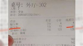 店員問候新年好「收44元服務費」　她見帳單傻眼：結帳才告知（圖／翻攝自頭條新聞微博）
