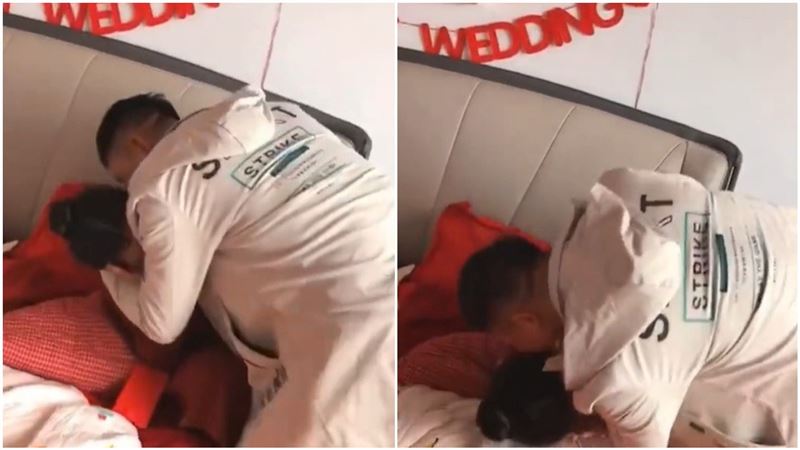 男賓客撲倒新娘襲臀狂吻　他稱：當地風俗