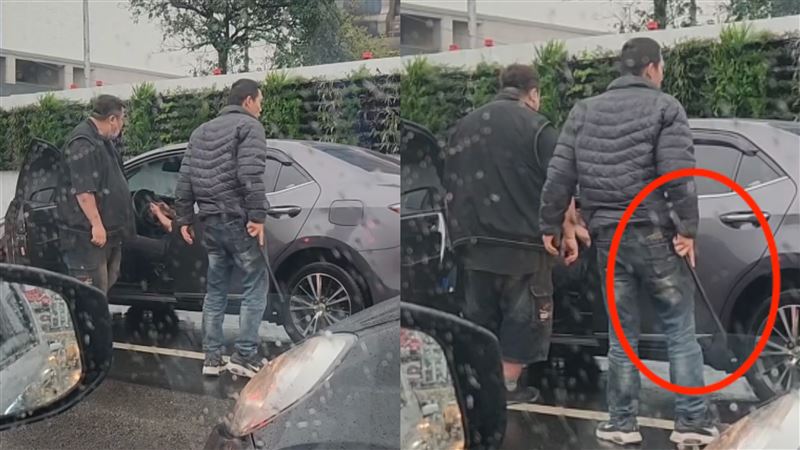 「球棒隊」進化了？2男改拿藤條攔車嗆聲