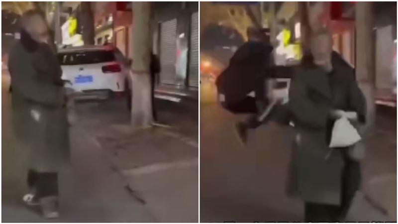 3屁孩當街狠踹拾荒老人！9秒畫面惹眾怒