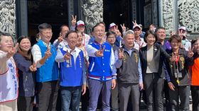 林明溱、林儒彬、朱立倫名間鄉受天宮參拜並受訪（圖／國民黨提供）