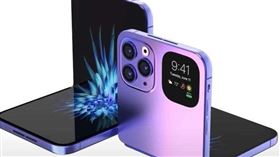 蘋果未來要推出iPhone摺疊機。（圖／翻攝自推特、專利申請書） 