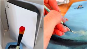 克洛伊在男友的PS5主計護蓋上作畫。（圖／翻攝自artofchloerose ig）