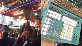 台北市中山區中原街「中庄仔福德宮」發給入廟信眾一人一顆雞蛋，吸引大批民眾爭相排隊。（圖／讀者孫于珊提供）