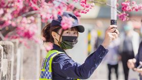 台中市警局PO文提醒民眾二二八連假到泰安派出所賞櫻花注意事項，女警太美歪樓。（圖／翻攝TCPB局長室）