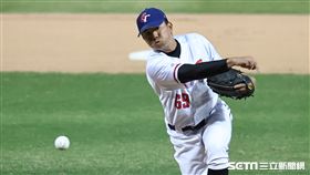 ▲世界棒球經典賽，台灣隊首場熱身賽對戰樂天桃猿，先發投手黃子鵬。（圖／記者劉彥池攝影）