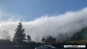 太平山霧淞漸消融　雲瀑湧現籠罩山莊(翻攝畫面)