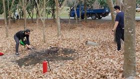林後四林平地森林園區、森林大火、火災、落葉、打火機