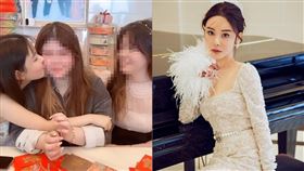 ▲蔡天鳳過往與小妹一起為二妹慶生，不僅眼神寵溺還直接送上擁抱與birthday kiss。（圖／翻攝自五姐抖音）