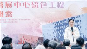 桃園市長張善政2023年2月24日前往中壢區，視察「桃園會展中心統包工程」。(圖/桃園市政府)