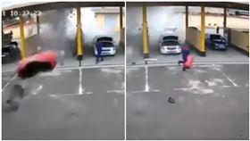 加油站汽車爆炸　鋼瓶3秒後「致命反彈」殺了逃跑中的他（圖／翻攝自推特）
