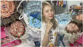 尪送2.2萬「鈔票花束」　人妻花3hr拆開（圖／翻攝自汪銹瑜臉書）