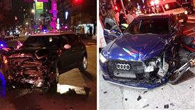 台中市西屯區MINI與奧迪路口相撞，MINI駕駛酒駕，奧迪駕駛擁槍毒。（圖／民眾提供）