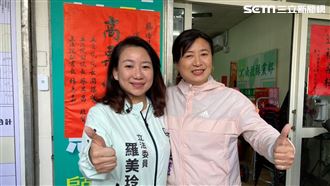 蔡培慧謝票受訪。立委羅美玲。（圖／蔡培慧競總提供）