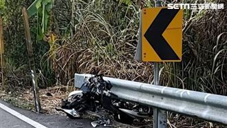 台中市136縣道發生騎士過彎時自撞，當場失去呼吸心跳。（圖／翻攝畫面）