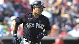 ▲多明奎茲（Jasson Dominguez）敲出逆轉三分砲，洋基以10：6擊退勇士。（圖／美聯社／達志影像）