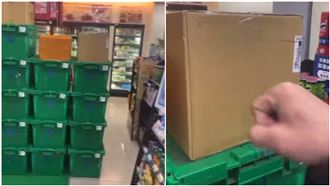 超商免運「被包裹塞爆」！店員爆氣狠砸紙箱：是很缺這60塊？（圖／翻攝自爆料公社）