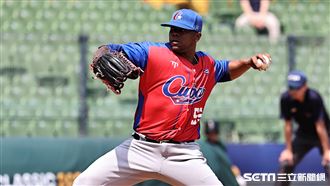 ▲世界棒球經典賽官辦熱身賽，古巴隊投手伊萊耶斯（Roenis Elias）。（圖／記者劉彥池攝影）